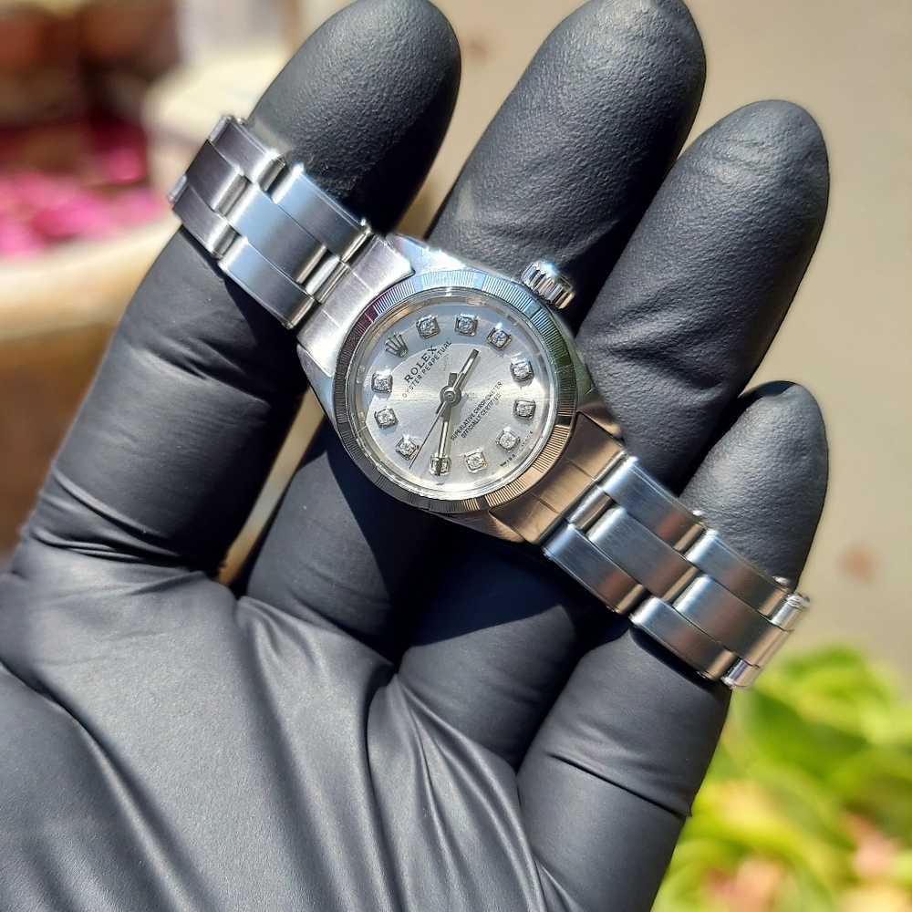 (sale) Rolex Ladies 25mm oyster 6618 steel diamond
